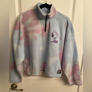 Snoopy cropped zip-up sweater